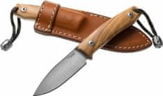 LionSteel M1 UL Fixed nůž m390 blade Olive wood handle, kožený sheath, Ti Pearl